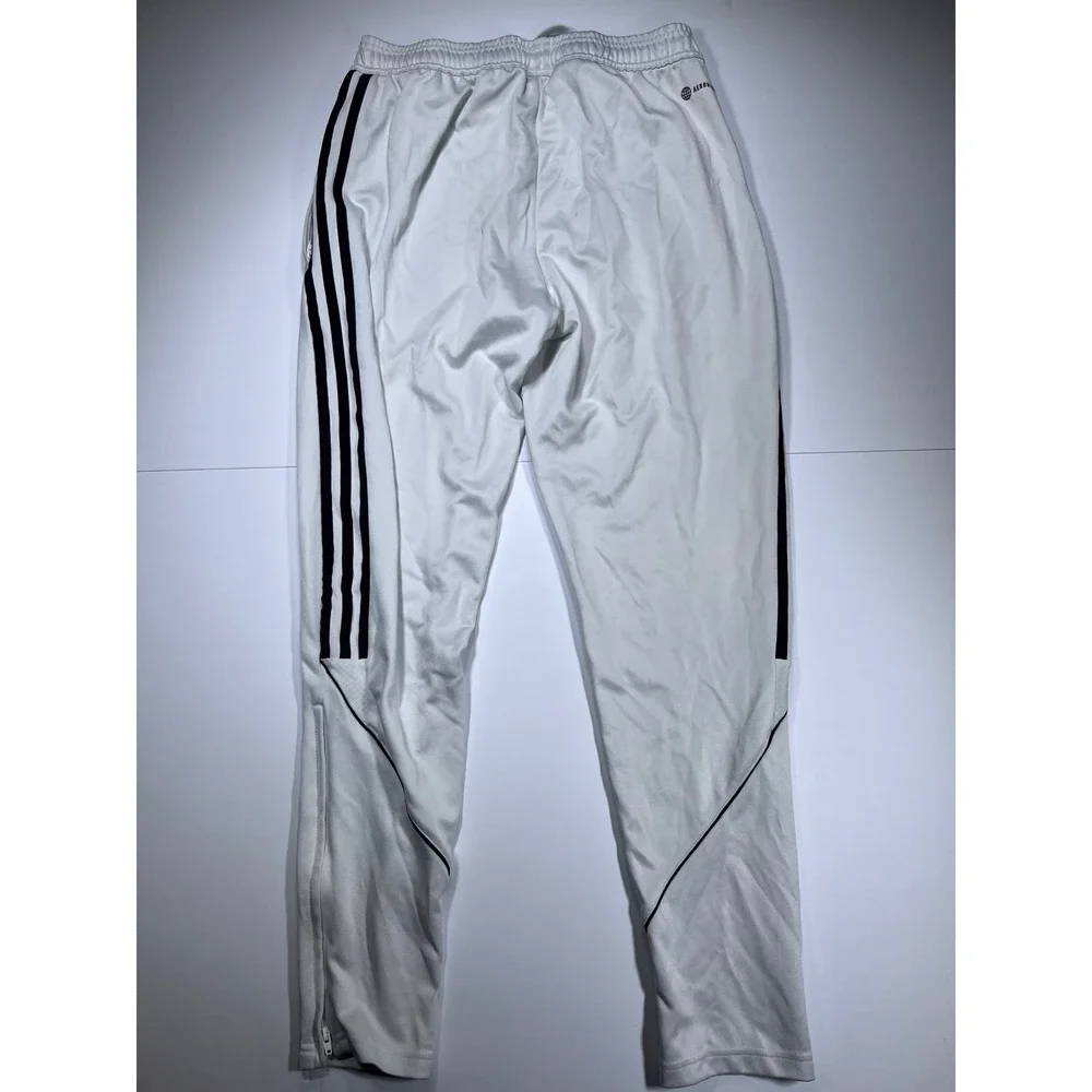Adidas Tiro Training Pants Mens Medium White Black 3-Stripe Aeroready Ankle Zip